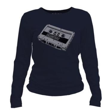 Imagem de Camiseta manga longa feminina - Fita K7. - DASANTIGAS, Navy blue, Navy