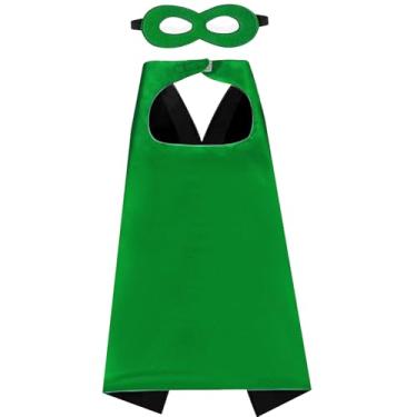 Imagem de Dajiahao Kids Superhero Cape and Mask, Superhero Costume Boys Grils Christmas Halloween Cosplay for 3-10 Years Dress Up for Boys Girls(Greens)