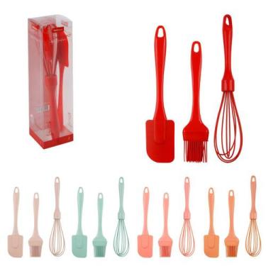 Imagem de Kit Confeiteiro Silicone Batedor De Clara Espatula e Pincel - Wellmix