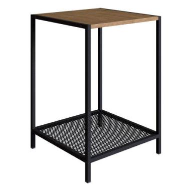 Imagem de Mesa Lateral 1 Prateleira Estilo Industrial York Vermont/Preto - Artes