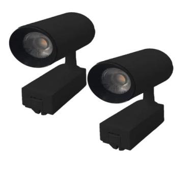 Imagem de Kit 2 Luminária Preto Trilho Spot Led 7W 3500K Branco Quente - AAAtop