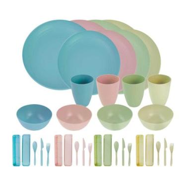Imagem de Conj. Louças Fibra De Trigo Premium 32pçs BPA Free Colorido - MIXTOU