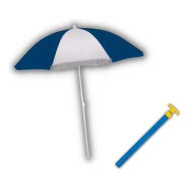 Imagem de Guarda-sol Grande Para Praia Piscina 1,80m + Saca Areia Mor, Branco e 