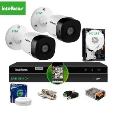 Imagem de Kit Intelbras 2 Cam G4 Dvr 4ch Mhdx H.265 Com Hd 1 tera
