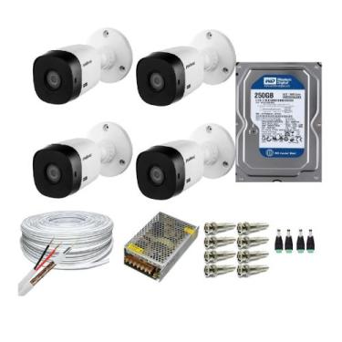Imagem de Kit 4 Câmeras Segurança VHC 1120B Hd 720 bullet Intelbras + cabos cone