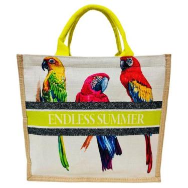 Imagem de Bolsa De Praia Estampada Arara Amarela Verão Feminina Sacola - Lis