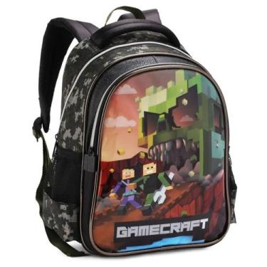 Imagem de Mochila Costas Infantil Menino Gamer Minecraft  Denlex