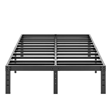 Imagem de Moldura de cama de tamanho completo antiderrapante resistente Comasach com suporte de lâminas de aço, 40 cm de altura durável e plataforma forte armação de metal para cama base de colchão para 1,587 kg, sem ruído, sem necessidade de mola de caixa