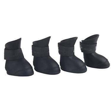 Imagem de Yctze 4 botas protetoras de silicone para cães, sapatos de neve antiderrapantes para cães pequenos, ideais para franceses, galochas de chuva fofas para animais de estimação (C preto)