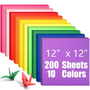 Imagem de Gueevin 200 folhas de papelão colorido, 10 cores sortidas, papel cartolina impressa dupla face, papel de construção para crianças, scrapbooking, decoração de festa, artesanato, material escolar (30,5
