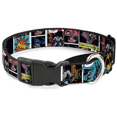 Imagem de Buckle-Down Coleira para cachorro com faixa de quadrinhos Batman com sinal de morcego, 3,8 cm de largura - serve para pescoço 40,6 a 58,4 cm, médio
