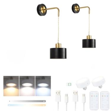 Imagem de Luminária de parede simples para quarto, arandela regulável, moderna, sem fio, E27, com controle remoto, lâmpada de parede, recarregável por USB, operada por bateria, iluminação de parede, l