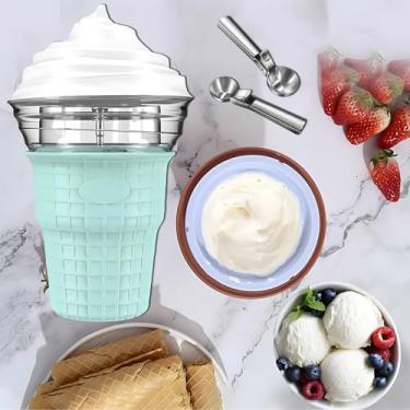 Imagem de Máquina de sorvete totalmente automática, mini máquina de casquinha de sorvete, tigela de mistura de 450 ml, máquina de sorvete de frutas, para sorvete macio, smoothie, raspadinha, laticínios co