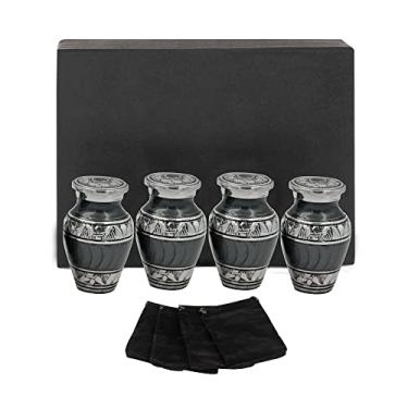 Imagem de Forever lane Urnas de Cremação de Lembrança para Cinzas Humanas, Masculino, Feminino, Adulto, Conjunto de 4, Incluindo Caixa de Veludo (Cinza, Conjunto de Lembranças de 4)
