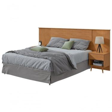 Imagem de Cabeceira Casal 2 Mesas De Cabeceira Like - Lopas Amendoa Clean