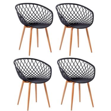 Imagem de Kit 4 Cadeiras Monaco Com Assento Em Polipropileno Fratini Preto