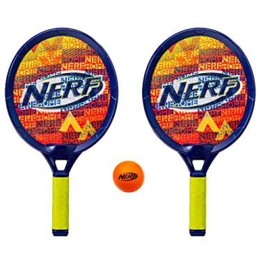 Imagem de NERF Pequeno conjunto de tênis para crianças – Conjunto de tênis infantil para 2 jogadores – raquetes e bola de tênis de espuma – Conjunto de tênis interno + externo – (2) raquetes de bola de espuma