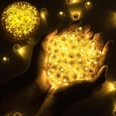 Imagem de chzk 100 lâmpadas de balão, mini luzes de LED, redondo, longo tempo de espera, multicolorido, lanterna de papel, balões para festa de aniversário, Natal, Halloween, decoração de casamento (branco