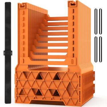 Imagem de WELLUCK Suporte de mangueira de esgoto RV 3 m, suporte de esgoto Blaze Orange RV com design de altura ajustável, faixa de borracha segura e alça de transporte, configuração rápida e colapso para
