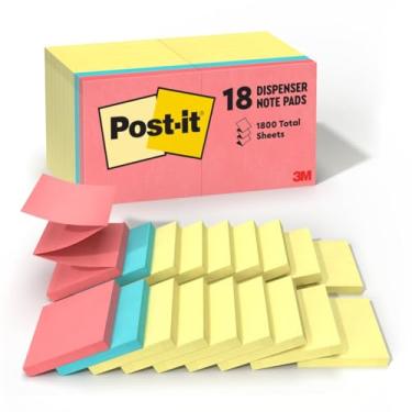 Imagem de Post-it Dispensador de notas pop-up, 7,6 x 7,6 cm, 18 blocos, cores sortidas, remoção limpa, reciclável