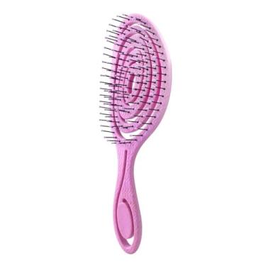 Imagem de 1 peça Pente de massagem Pente de cabelo emaranhado Escova de cabelo desembaraçadora Oco Escovas de cabelo cacheado molhado Pente Ferramentas de estilo de salão (rosa)