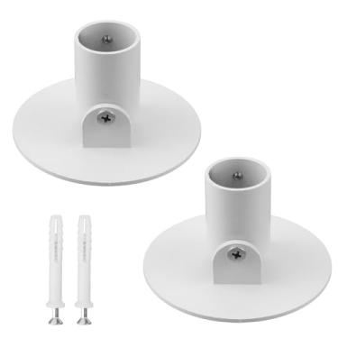 Imagem de Oedema 2 peças de suporte de varão de cortina de chuveiro resistente, haste de cortina montada na parede, suporte de rotação de 180° com parafusos, branco