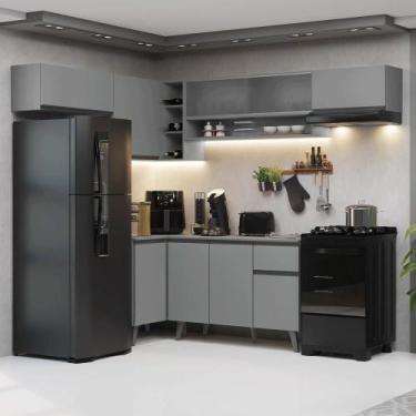 Imagem de Armário de Cozinha Completa de Canto 405cm Cinza Nice Madesa 05, Cinza