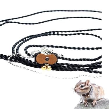 Imagem de Correia de corda de tração de esquilo de esquilo, corda antimordida, coleira de caminhada de animais pequenos com coleira de chumbo para hamster, gerbil, rato, furão, chinchila (café)