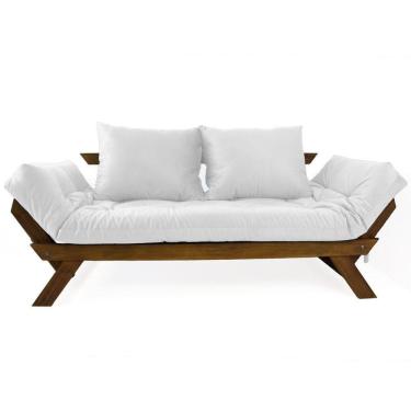 Imagem de Sofá Japão Futon Acquablock Madeira Cor Imbuia - Branco Off