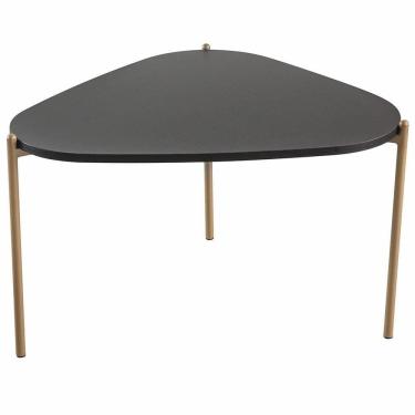 Imagem de Mesa De Centro Para Sala De Estar Pés Metálicos Alta Adek A03 Nero Dourado - Lyam Decor
