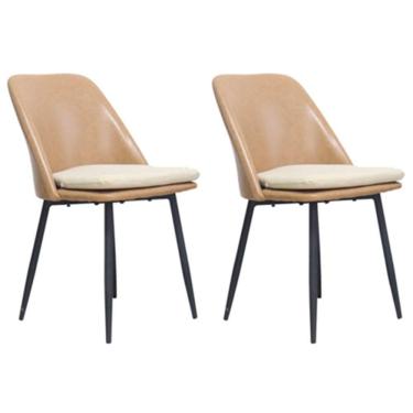 Imagem de Kit 2 Cadeiras Quebec Com Assento Em Mdf E Base Em Aço Caramelo