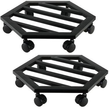 Imagem de 2 pacotes de 33.0 cm grande suporte de planta de metal com rodas suportes para plantas de rolamento de ferro forjado resistentes para uso interno e externo carrinho de plantas com rodas com rodízios,