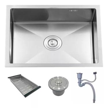 Imagem de Cuba Gourmet Cozinha Inox Escovado 304 Completa 50x40 Prata Brinovar