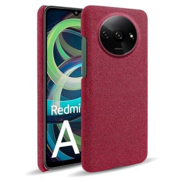 Imagem de Capa para Xiaomi Redmi A3 4G,Capa desenhada em lona,Case Protetora Ultrafina com Empunhadura Macia,Design em Tecido Antichoque e Antiarranhões-Red