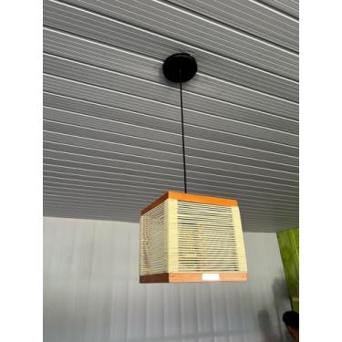 Imagem de Pendente Rustico Madeira Demolição Com Corda