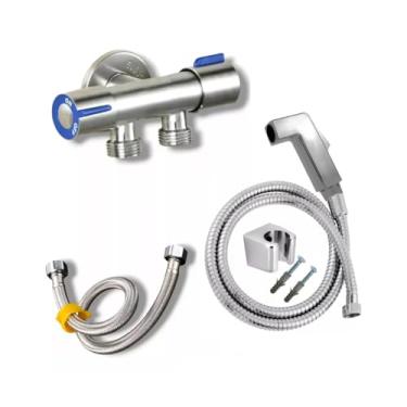 Imagem de Duchinha Ducha Higiênica Registro Duplo E Rabicho Em Inox