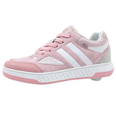 Imagem de Beppi Tênis de skate para meninas e meninos – Tênis de skate com rodas, Rosa/branco, 13 Little Kid