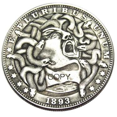 Imagem de Copy 1893 U.S Hobo Morgan Coin Medusa Gorgon Snakes Hair Greek Mythology Perseus Silver Plated Replica Commemorative