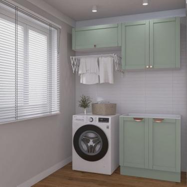 Imagem de Lavanderia Modulada 3 Peças sem Tampo 2 Armários Aéreos 1 Balcão 2 Portas Cabecasa