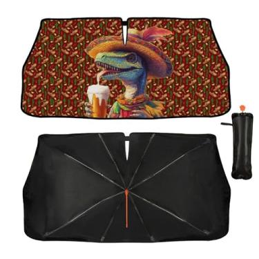 Imagem de Guarda-sol de para-brisa para carro dinossauro mexicano janela frontal guarda-sol refletor UV guarda-chuva proteção solar pára-brisa automotivo capa de para-sol mantém o veículo fresco