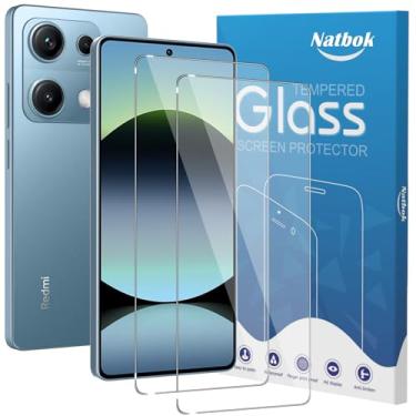 Imagem de Natbok Pacote com 2 protetores de tela compatíveis com Redmi Note 14S/Redmi Note 13 Pro 4G/POCO M6 PRO 4G, película de vidro temperado de cobertura total 9H, HD transparente resistente a arranhões