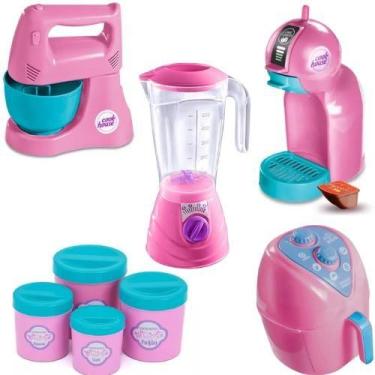 Imagem de Kit Cozinha Infantil de Brinquedo Eletrodomésticos Utensílios C/ 8 peç