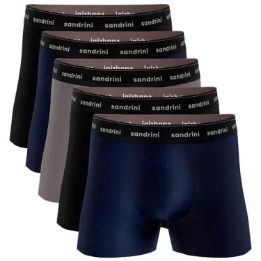 Imagem de Kit 5 Cuecas Boxer Sandrini Algodão Conforto Masculino Adulto, M, Sort