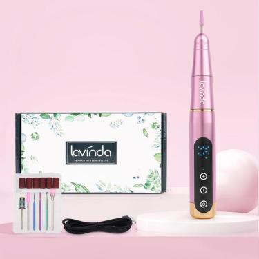 Imagem de Furadeira de unhas elétrica Lavinda 35000 RPM com 6 bits e 6 faixas rosa