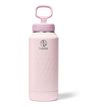 Imagem de Takeya Garrafa de água esportiva de aço inoxidável com isolamento triplo de 947 ml, tampa com canudo – à prova de vazamento, à prova de suor, livre de BPA, mantém as bebidas frias por 36 horas, quente
