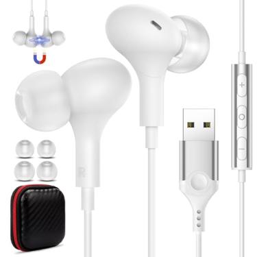 Imagem de Fone de ouvido USB com microfone para PC laptop, fones de ouvido USB A de 2,5 m, fones de ouvido para computador com controle em linha, cancelamento de ruído, leve, com fio, para Dell/HP Zoom School