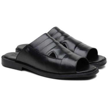 Imagem de Chinelo de Couro Pelica Masculino Scarpazi Preto 016P, Preto, 40
