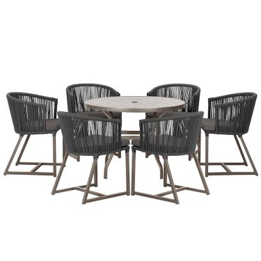 Imagem de Mesa com 6 Cadeiras de Jantar Roma 120cm e Noronha em Alumínio