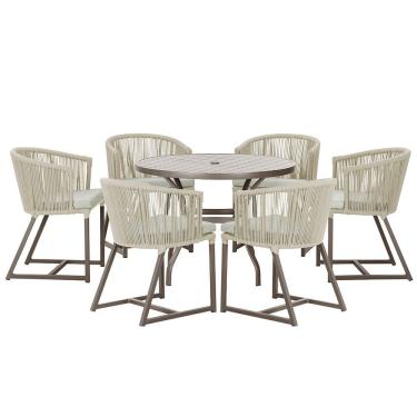 Imagem de Mesa com 6 Cadeiras de Jantar Roma 120cm e Noronha em Alumínio