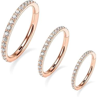 Imagem de Piercing de Titânio Argola Click Cravejada 6mm - Prateado (ROSE GOLD, 6mm)